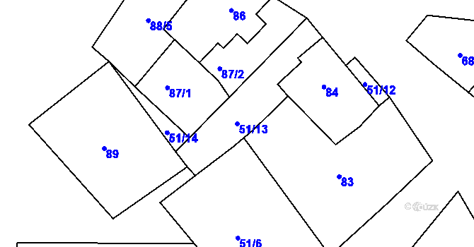 Parcela st. 51/13 v KÚ Lišnice, Katastrální mapa