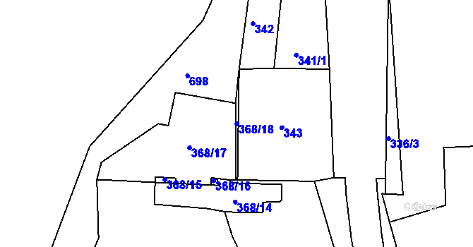 Parcela st. 368/18 v KÚ Lišnice, Katastrální mapa