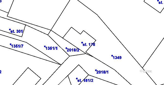 Parcela st. 178 v KÚ Líšnice, Katastrální mapa