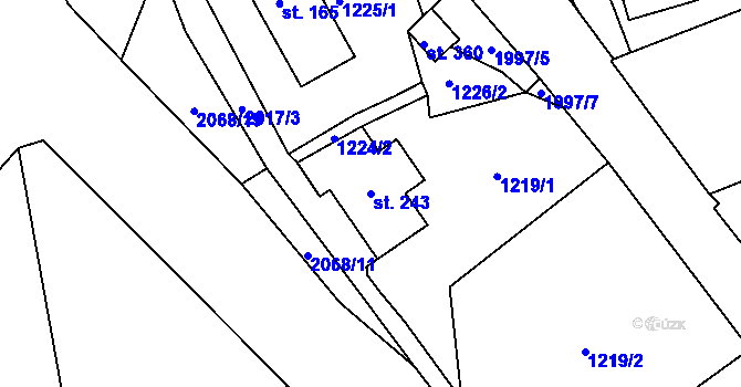Parcela st. 243 v KÚ Líšnice, Katastrální mapa