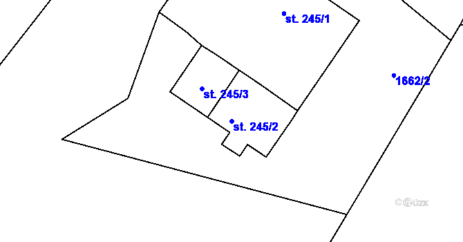 Parcela st. 245/2 v KÚ Líšnice, Katastrální mapa