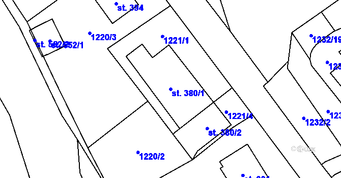Parcela st. 380/1 v KÚ Líšnice, Katastrální mapa