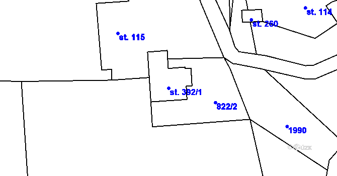 Parcela st. 392/1 v KÚ Líšnice, Katastrální mapa