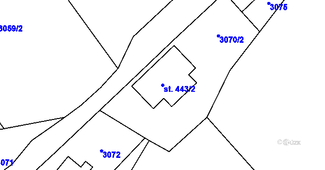 Parcela st. 443/2 v KÚ Líšnice, Katastrální mapa