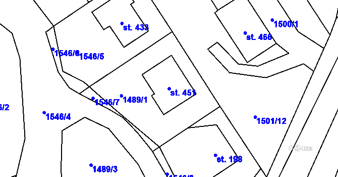 Parcela st. 451 v KÚ Líšnice, Katastrální mapa