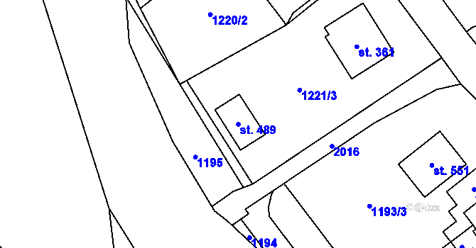 Parcela st. 489 v KÚ Líšnice, Katastrální mapa