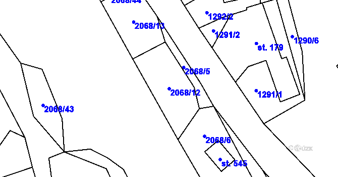 Parcela st. 2068/12 v KÚ Líšnice, Katastrální mapa