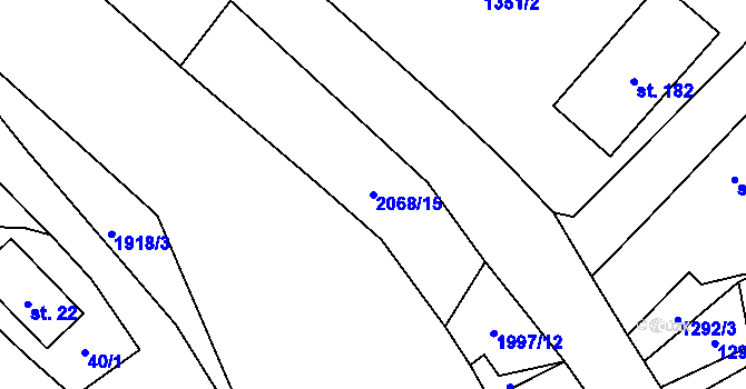 Parcela st. 2068/15 v KÚ Líšnice, Katastrální mapa