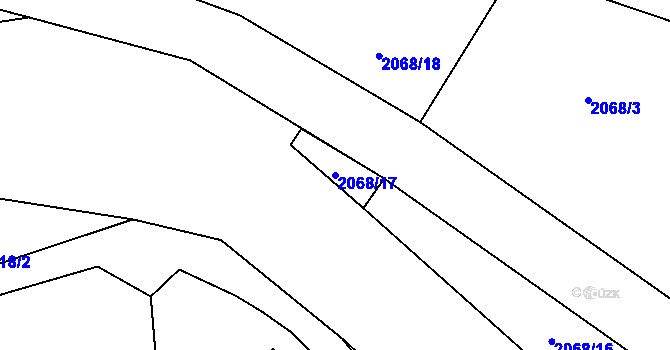 Parcela st. 2068/17 v KÚ Líšnice, Katastrální mapa