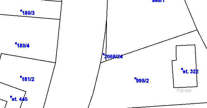 Parcela st. 2068/24 v KÚ Líšnice, Katastrální mapa