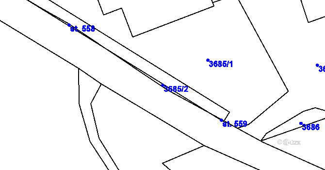 Parcela st. 3685/2 v KÚ Líšnice, Katastrální mapa