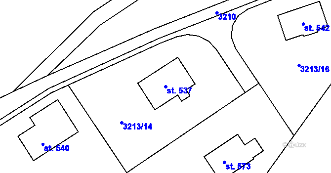 Parcela st. 537 v KÚ Líšnice, Katastrální mapa