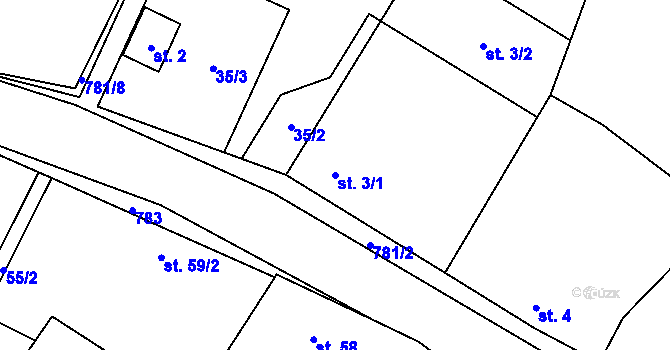 Parcela st. 3/1 v KÚ Líšnice u Mohelnice, Katastrální mapa