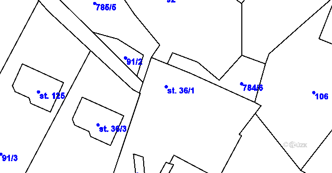 Parcela st. 36/1 v KÚ Líšnice u Mohelnice, Katastrální mapa