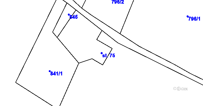 Parcela st. 75 v KÚ Líšnice u Mohelnice, Katastrální mapa