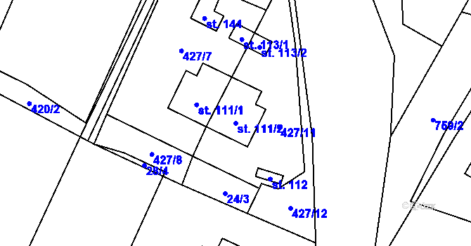Parcela st. 111/2 v KÚ Líšnice u Mohelnice, Katastrální mapa