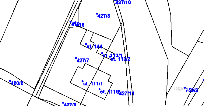 Parcela st. 113/1 v KÚ Líšnice u Mohelnice, Katastrální mapa