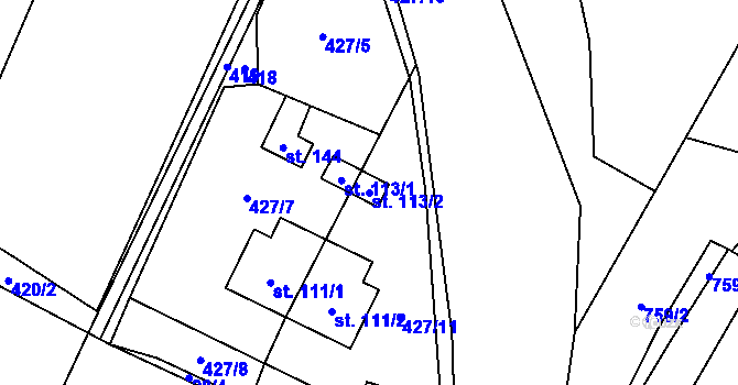 Parcela st. 113/2 v KÚ Líšnice u Mohelnice, Katastrální mapa