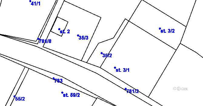 Parcela st. 35/2 v KÚ Líšnice u Mohelnice, Katastrální mapa