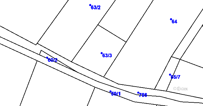 Parcela st. 63/3 v KÚ Líšnice u Mohelnice, Katastrální mapa