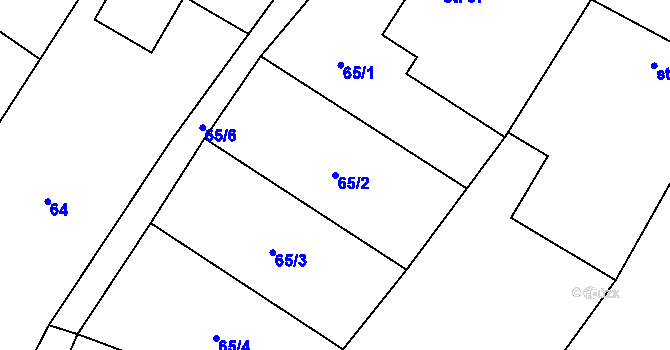 Parcela st. 65/2 v KÚ Líšnice u Mohelnice, Katastrální mapa