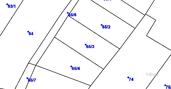 Parcela st. 65/3 v KÚ Líšnice u Mohelnice, Katastrální mapa