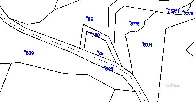 Parcela st. 86 v KÚ Líšnice u Mohelnice, Katastrální mapa