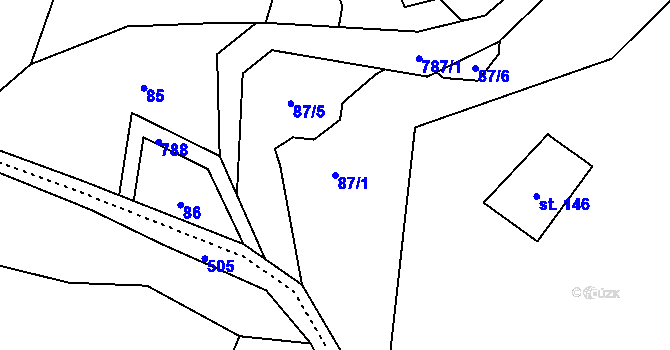 Parcela st. 87/1 v KÚ Líšnice u Mohelnice, Katastrální mapa