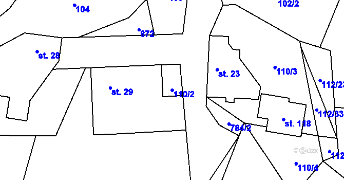 Parcela st. 110/2 v KÚ Líšnice u Mohelnice, Katastrální mapa