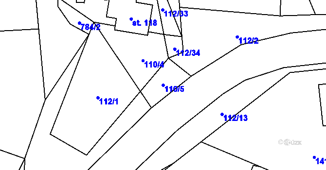 Parcela st. 110/5 v KÚ Líšnice u Mohelnice, Katastrální mapa