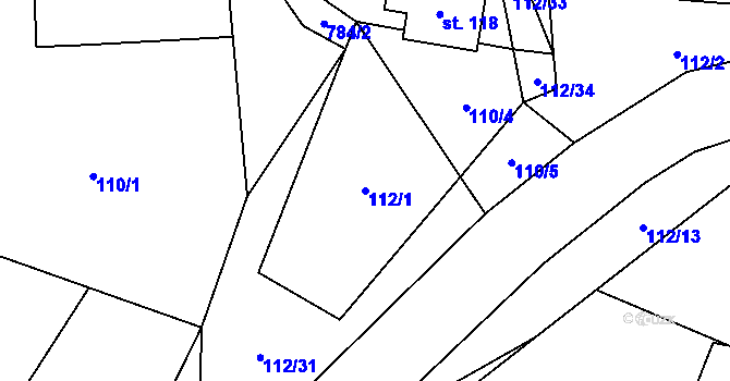 Parcela st. 112/1 v KÚ Líšnice u Mohelnice, Katastrální mapa