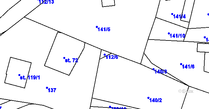 Parcela st. 112/6 v KÚ Líšnice u Mohelnice, Katastrální mapa