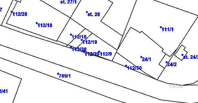 Parcela st. 112/9 v KÚ Líšnice u Mohelnice, Katastrální mapa