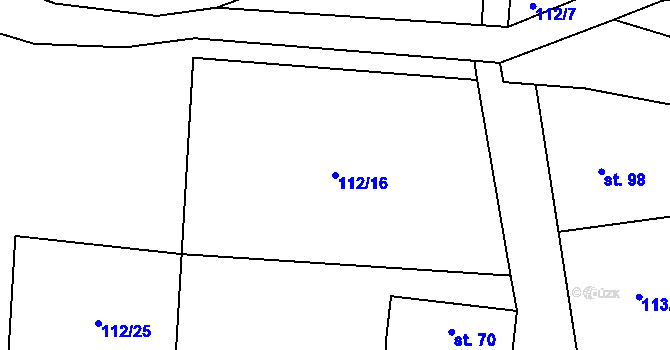 Parcela st. 112/16 v KÚ Líšnice u Mohelnice, Katastrální mapa