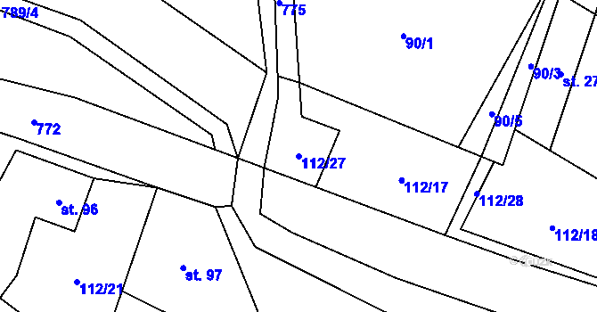 Parcela st. 112/27 v KÚ Líšnice u Mohelnice, Katastrální mapa