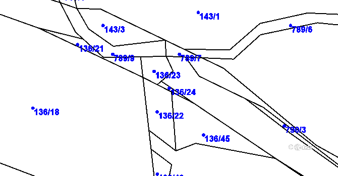 Parcela st. 136/24 v KÚ Líšnice u Mohelnice, Katastrální mapa