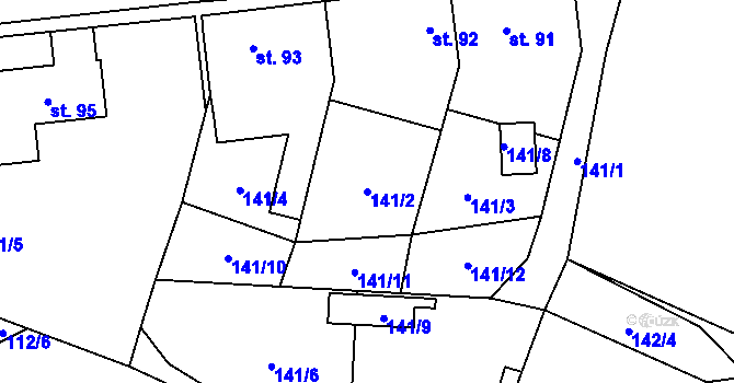 Parcela st. 141/2 v KÚ Líšnice u Mohelnice, Katastrální mapa