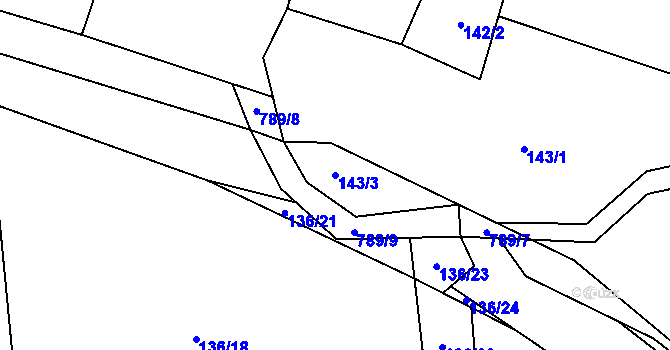 Parcela st. 143/3 v KÚ Líšnice u Mohelnice, Katastrální mapa