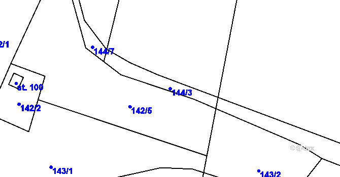 Parcela st. 144/3 v KÚ Líšnice u Mohelnice, Katastrální mapa