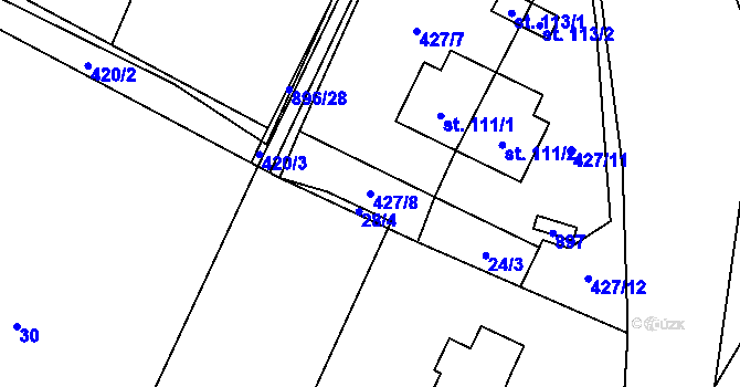 Parcela st. 427/8 v KÚ Líšnice u Mohelnice, Katastrální mapa
