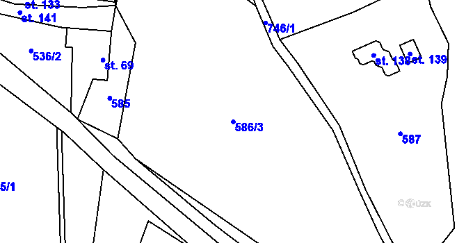Parcela st. 586/3 v KÚ Líšnice u Mohelnice, Katastrální mapa