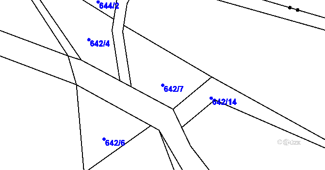 Parcela st. 642/7 v KÚ Líšnice u Mohelnice, Katastrální mapa