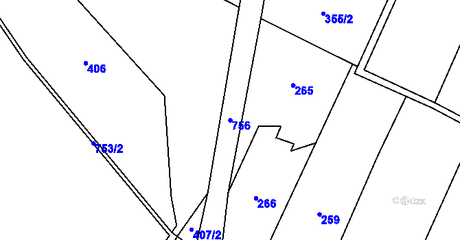 Parcela st. 756 v KÚ Líšnice u Mohelnice, Katastrální mapa