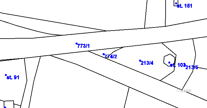 Parcela st. 774/2 v KÚ Líšnice u Mohelnice, Katastrální mapa