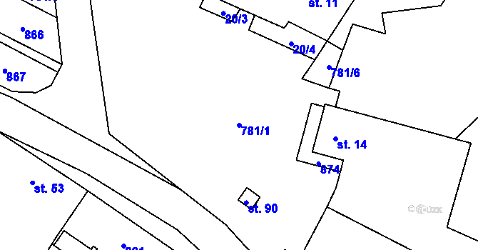 Parcela st. 781/1 v KÚ Líšnice u Mohelnice, Katastrální mapa