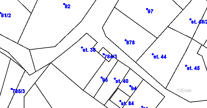 Parcela st. 784/3 v KÚ Líšnice u Mohelnice, Katastrální mapa