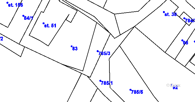 Parcela st. 785/3 v KÚ Líšnice u Mohelnice, Katastrální mapa