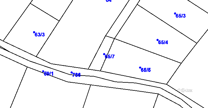Parcela st. 65/7 v KÚ Líšnice u Mohelnice, Katastrální mapa