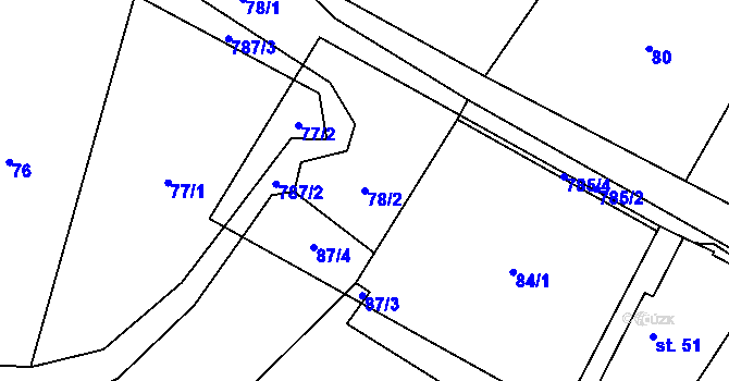 Parcela st. 78/2 v KÚ Líšnice u Mohelnice, Katastrální mapa