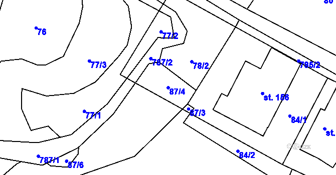 Parcela st. 87/4 v KÚ Líšnice u Mohelnice, Katastrální mapa